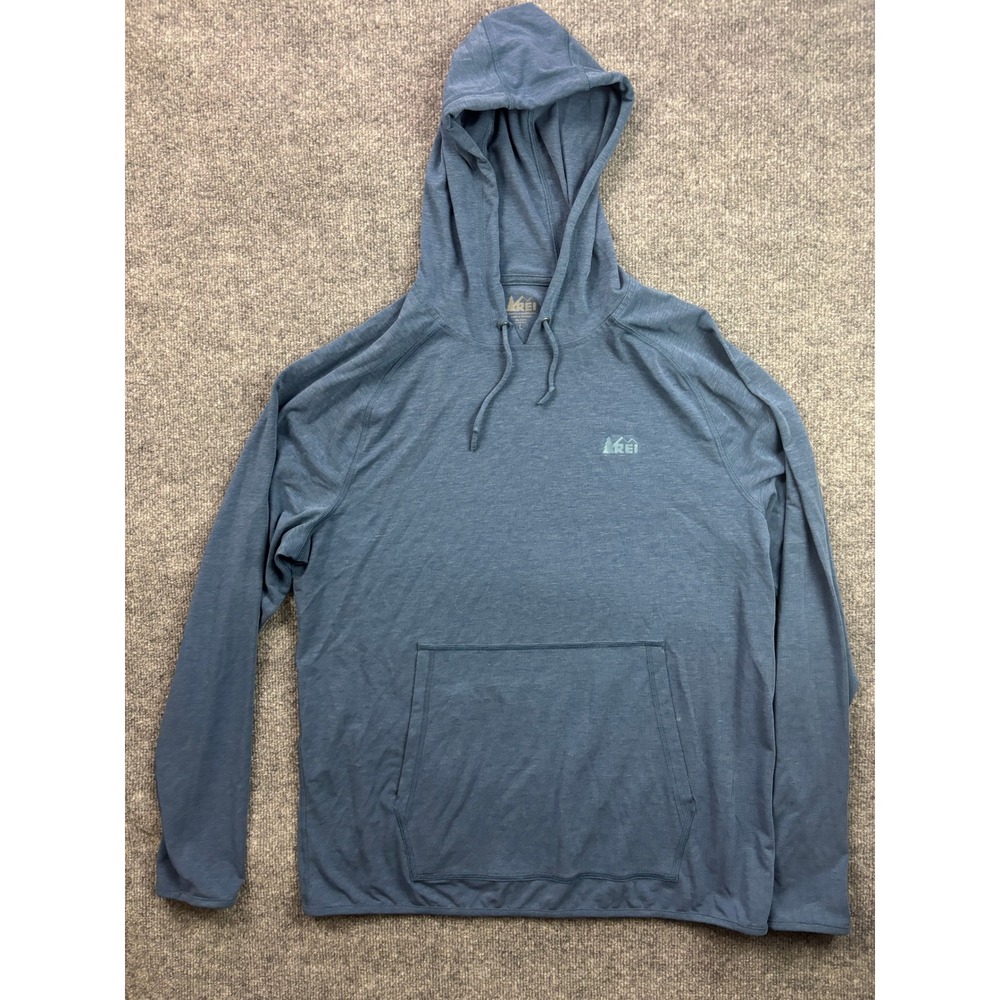 REI Co-op Active Hoodie Mens Large Blue Heathered Performance Pullover